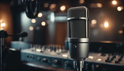 Modern professional microphone in recording studio

 - obrazy, fototapety, plakaty