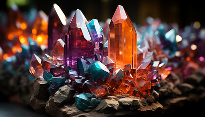 Vibrant gemstone collection illuminates beauty in nature generated by AI