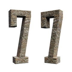 number 7 3d render. Rock alphabet. 