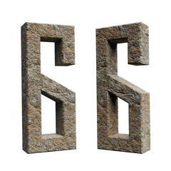 number 6 3d render. Rock alphabet.