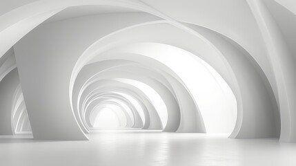 White abstract wavy architectural background. The walls of an unusual building with arches and smooth lines. Concept of developer, realtor, mortgage lending with empty space. 3d rendering