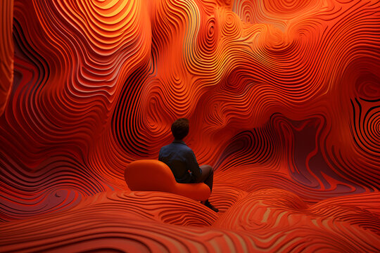 Surreal background for Singles Awareness Day. Banner on a red background.