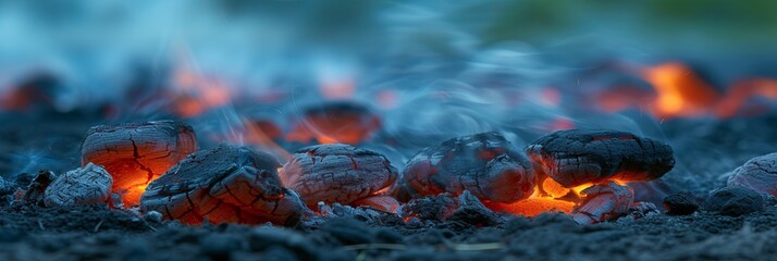 Fiery abstract background of burning coals and embers in vivid colors with dramatic elegance.