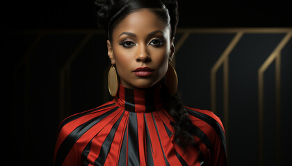 Young woman with elegant fashion and confident beauty, standing stylishly generated by AI