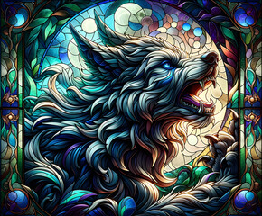 Stained glass werewolf
