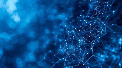 Blurred background of interconnected iot points with copy space for machine learning concept