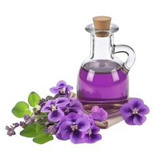 Obraz na płótnie Canvas fresh raw organic violet oil in glass bowl png isolated on white background with clipping path. natural organic dripping serum herbal medicine rich of vitamins concept. selective focus