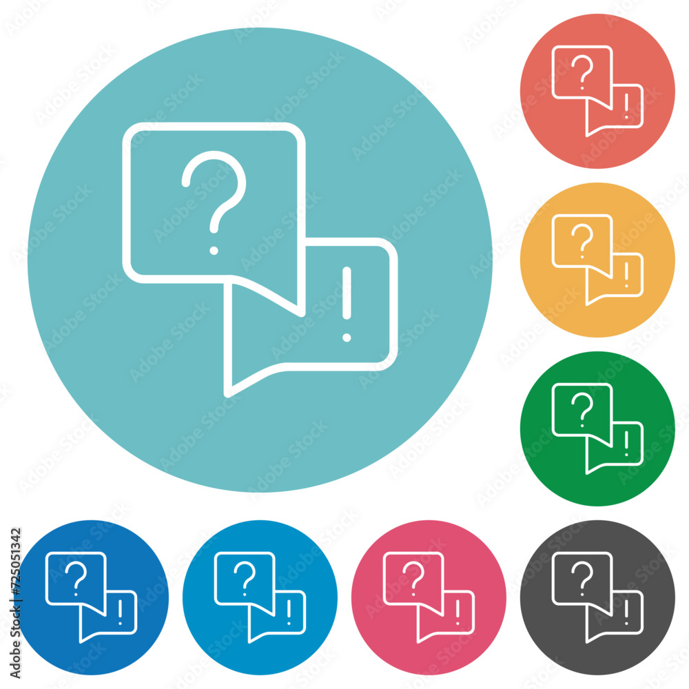 Sticker Frequently asked questions outline flat round icons