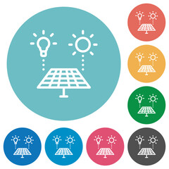 Solar energy recycling flat round icons