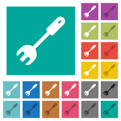 Salad fork spatula square flat multi colored icons