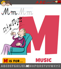 Naklejka premium letter M from alphabet with cartoon music word