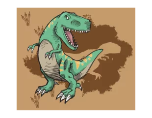 Printed kitchen splashbacks Cartoon draw tyrannosaurus dinosaur illustration vector art design