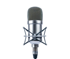 Retro style microphone isolated on white transparent background, png	