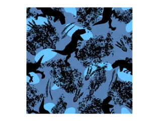 Poster Im Rahmen Dinosaur T-Rex silhouette Camo Full Repeat Pattern Vector Illustration Design Art © Blue Foliage