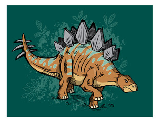 Stegosaurs dinosaur vector illustration art