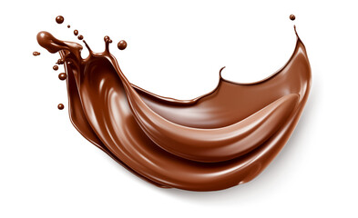 liquid Chocolate splash isolated on transparent background, png. splash of brownish hot coffee or chocolate.  