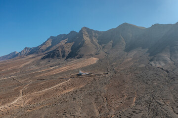 Aerial view on a mansion on the island of fuerteventura