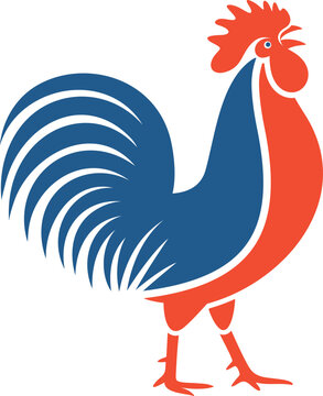 French rooster logo. Isolated rooster on white background