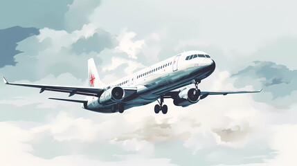 Obraz premium A large jetliner flying through a white sky