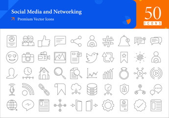 Fototapeta na wymiar Set of media icons. media and networking web icons in thinline style. profile, friends, notification, message, chat icon collection. Line icons pack. vector illustration ai eps file