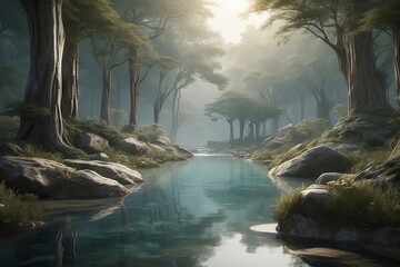 Landscape The river in the forest