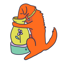 color dogs and ceramic in flat style in vector. template for print advertising poster sticker icon illustration