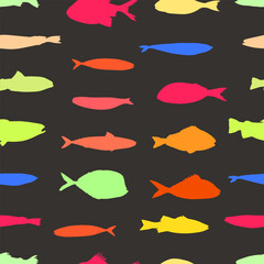 Cute funny fish seamless pattern. Creative childish vector undersea background. Perfect for kids apparel, fabric, textile, nursery decoration, wrapping paper.