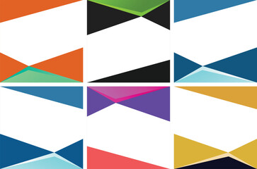 Colorful simple square poster collection with empty white space and design elements, editable vector