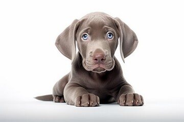 Obraz premium a weimaraner puppy on a white background. a breed of dog. a pet.