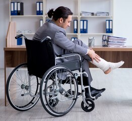 Male employee in wheel-chair in the office