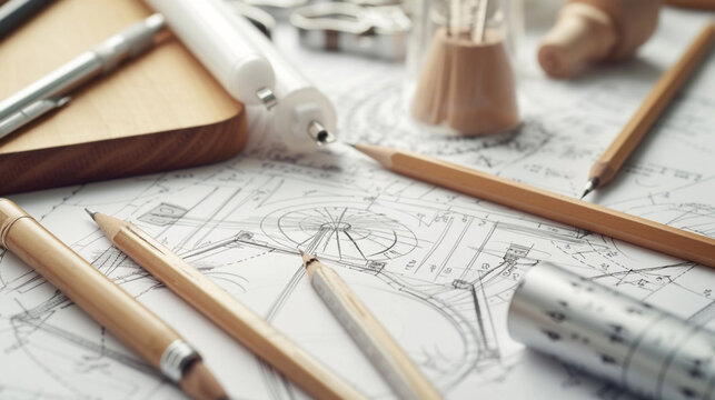 Design drawings, ellipses and drawing materials