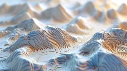 Foto op Canvas 3D Topographic height map, geology survey. Topographic cartography, contour map, 3D relief. abstract geographic resource map with mountains. 3D rendering © Orxan