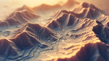 3D Topographic height map, geology survey. Topographic cartography, contour map, 3D relief. abstract geographic resource map with mountains. 3D rendering