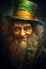 Leprechaun, fantasy portrait. a colorful illustration of a fictional character.