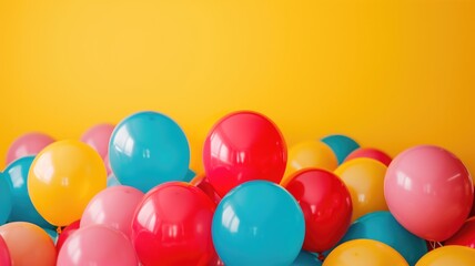 Obraz premium Vibrant balloons piled against a sunny backdrop