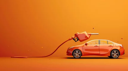 Foto op Canvas Concept poster for premium fuel in 3d realistic style with car and canister. Vector illustration © Orxan