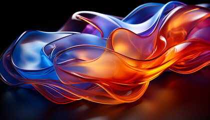 Futuristic flowing wave pattern in vibrant colors generated by AI