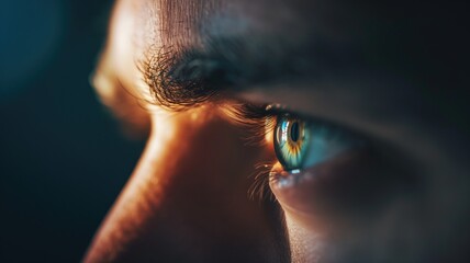 Macro shot of a man's eye revealing intricate details
