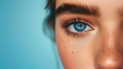 Digital artwork close-up of an eye with a detailed blue iris