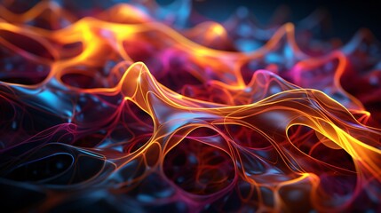 A colorful image of a liquid and flaming objects
