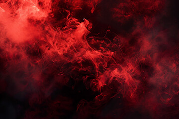 Fiery Red Smoke Dancing in Darkness - obrazy, fototapety, plakaty