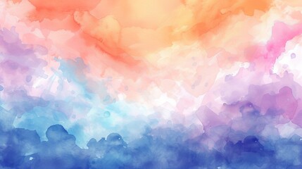 Hand painted watercolor sky and clouds, abstract watercolor background, vector illustration