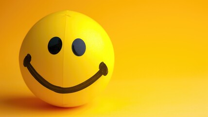 Yellow stress ball with happy emoji face