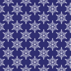 Winter seamless pattern with white snowflakes on blue background. Vector illustration for fabric, textile wallpaper, posters, gift wrapping paper. Christmas vector illustration