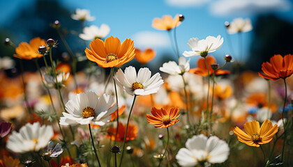 Vibrant chamomile blossoms bring freshness to rural meadows generated by AI