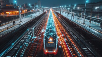 Fototapeta na wymiar Railroad and technology concept. Traffic network
