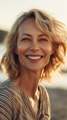 Fototapeta premium Golden Hour Glow: A Person Amidst Nature's Beauty