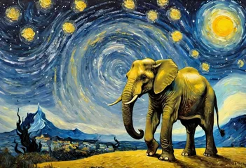 Poster Elephant under star night © OMAR