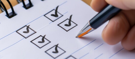 Tick marked in customer service satisfaction survey form's excellent checkbox.