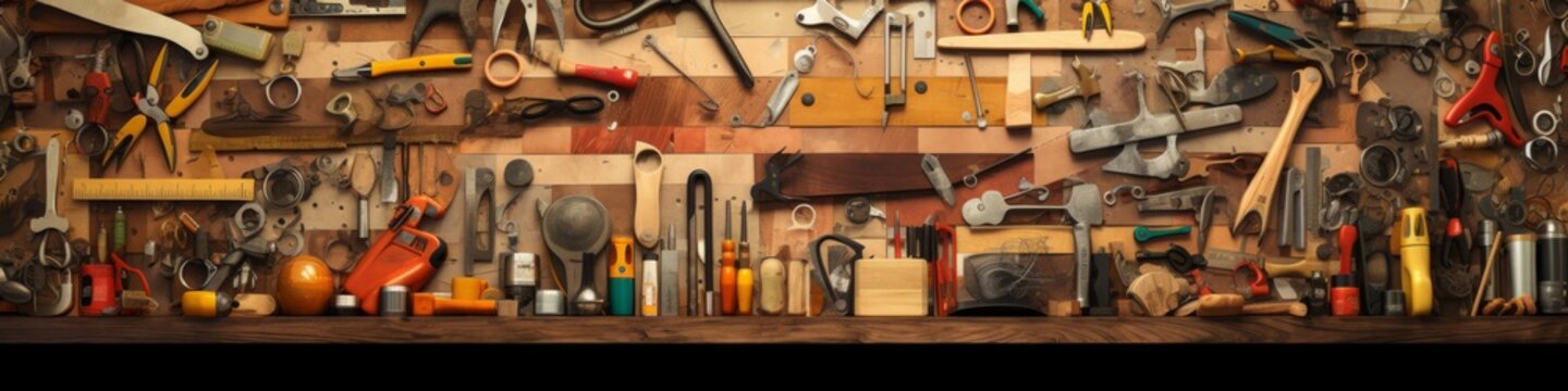 Banner for DIY tools and supplies on work bench